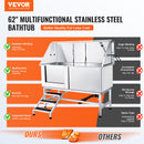 VEVOR 1,57 m profesionāla nerūsējošā tērauda suņu kopšanas vanna ar kāpnēm, ziepju trauku, jaucējkrānu un piederumiem (kreisā puse)