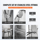 VEVOR 1,57 m profesionāla nerūsējošā tērauda suņu kopšanas vanna ar kāpnēm, ziepju trauku, jaucējkrānu un piederumiem (kreisā puse)