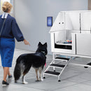 VEVOR 1,57 m profesionāla nerūsējošā tērauda suņu kopšanas vanna ar kāpnēm, ziepju trauku, jaucējkrānu un piederumiem (kreisā puse)