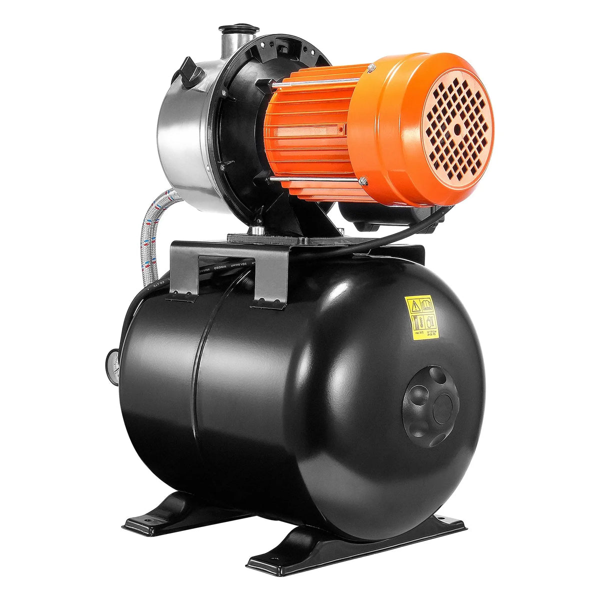 VEVOR Shallow Well Water Pump 745 W with Pressure Tank, Flow up to 63 l/min, Automatic Water Pressure Booster Pump with Lift Height up to 40 m, Pressure Switch 1.4/2.8 bar, Stainless Steel Head
