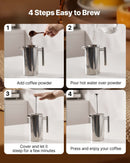 Franču kafijas prese, 1 l nerūsējošā tērauda ar filtru, dubultsienu termoizolācija, piemērota kafijai un tējai, aukstajai brūvēšanai, kempingam, ceļošanai un mājas virtuvei, sudraba krāsa