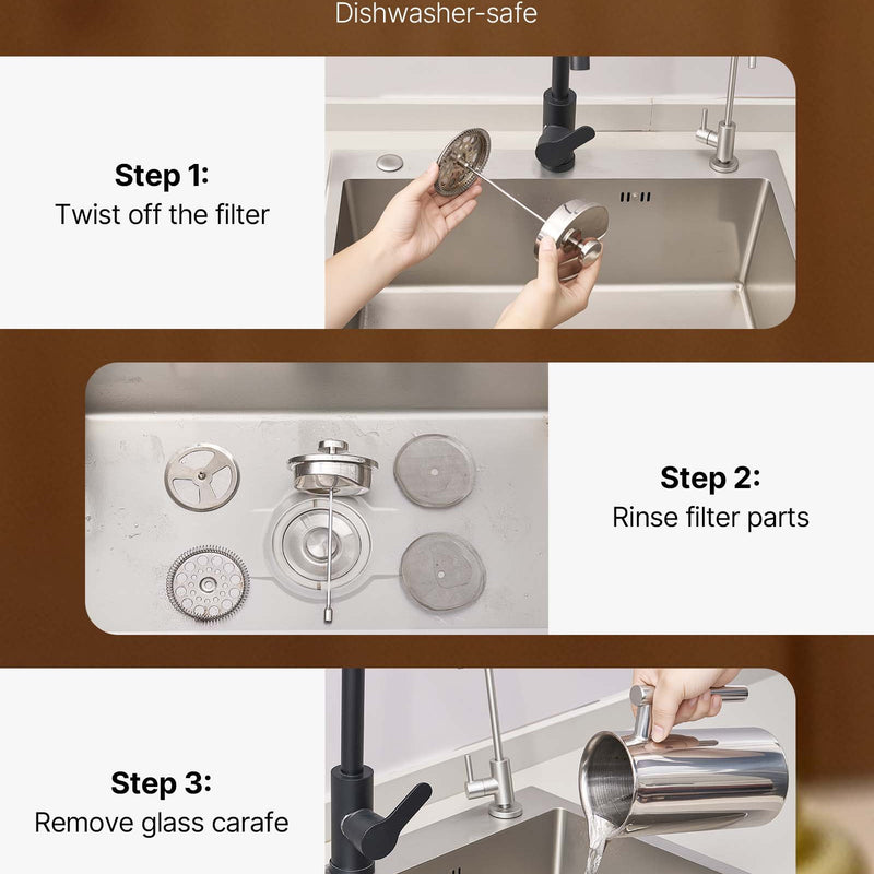 Franču kafijas prese, 1 l nerūsējošā tērauda ar filtru, dubultsienu termoizolācija, piemērota kafijai un tējai, aukstajai brūvēšanai, kempingam, ceļošanai un mājas virtuvei, sudraba krāsa