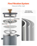 Franču kafijas prese, 1 l nerūsējošā tērauda ar filtru, dubultsienu termoizolācija, piemērota kafijai, tējai un aukstajai brūvēšanai, kempingam, ceļošanai un mājas virtuvei, melna krāsa