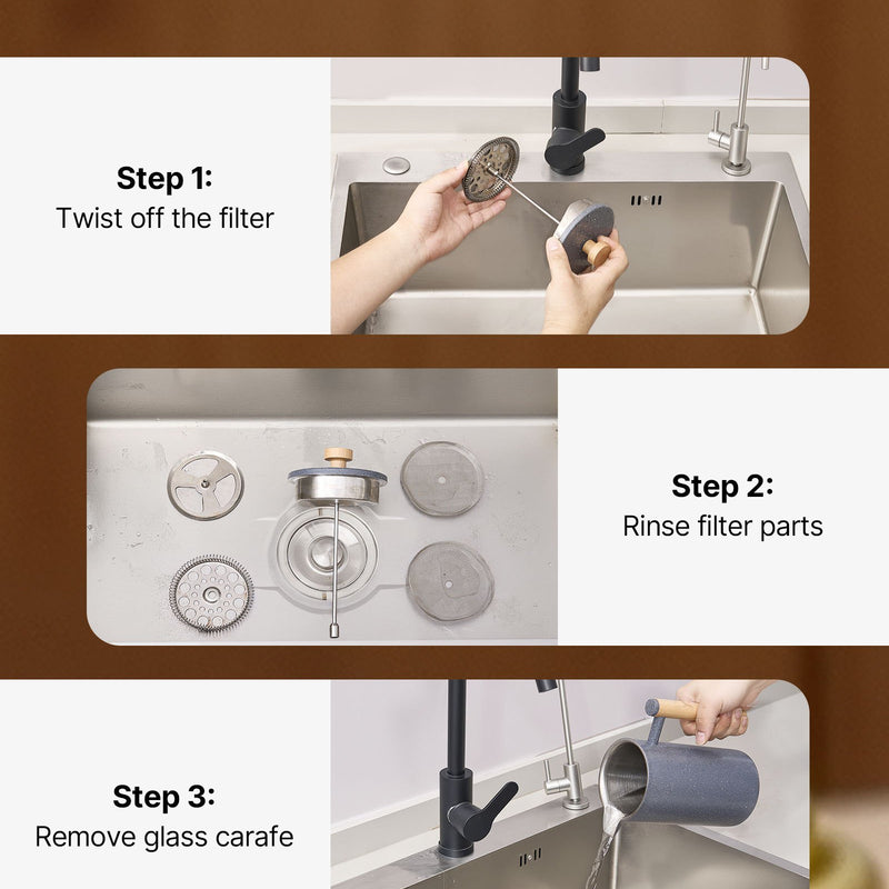 Franču kafijas prese, 1 l nerūsējošā tērauda ar filtru, dubultsienu termoizolācija, piemērota kafijai, tējai un aukstajai brūvēšanai, kempingam, ceļošanai un mājas virtuvei, melna krāsa