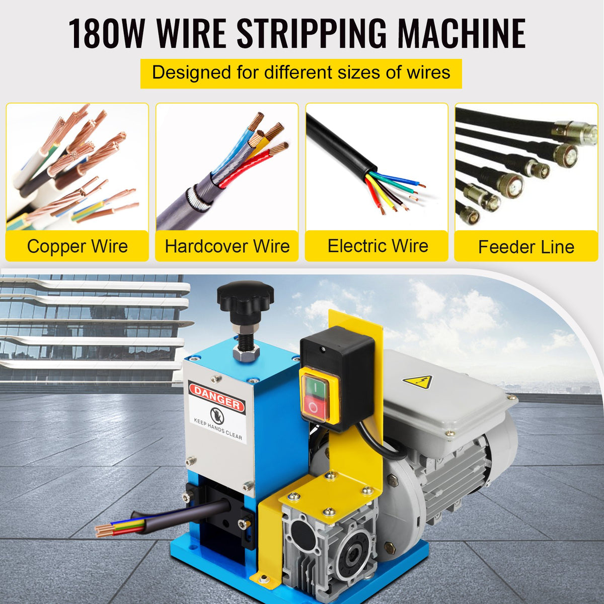 VEVOR Electric Wire Stripper 1.5–25 mm, 180 W, Automatic, for Copper Recycling
