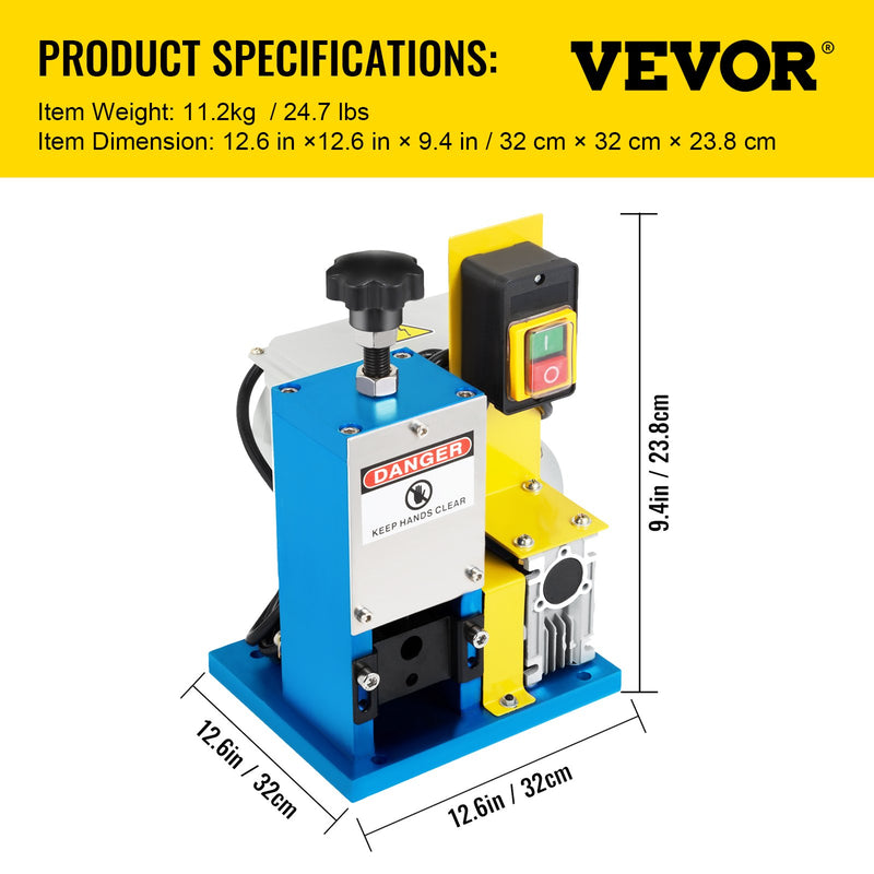 VEVOR elektriskā automātiskā vadu noņēmējmašīna, Ø1,5–25 mm, 180 W, pārnēsājama, vara vadu pārstrādei