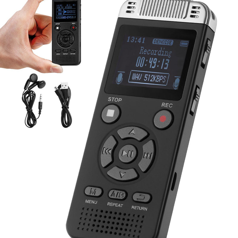 VEVOR digitālais balss ierakstītājs, 128 GB, ar balss aktivizēšanu, USB un MP3 atbalstu