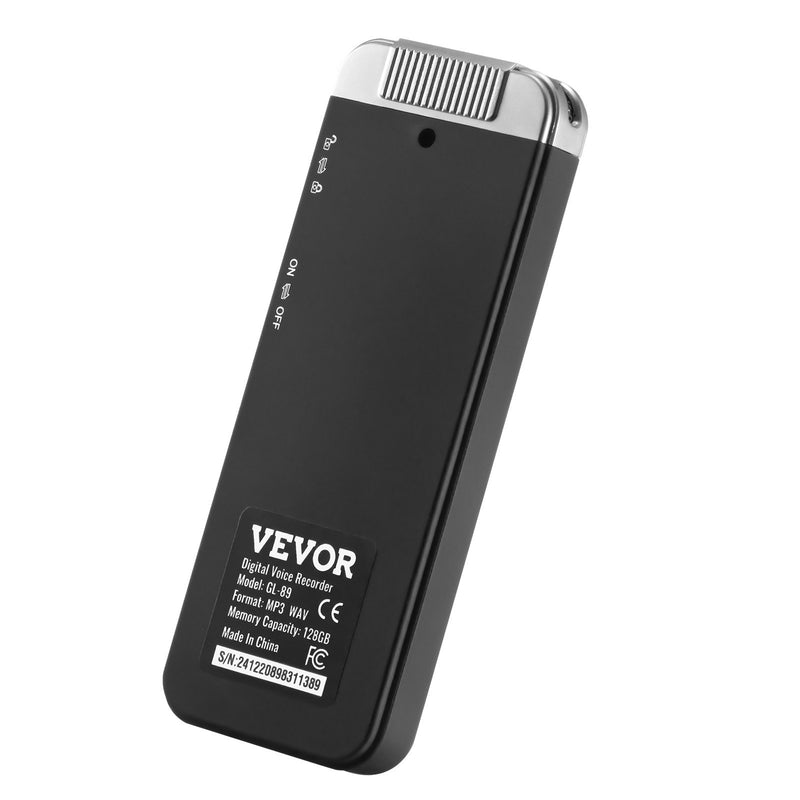 VEVOR digitālais balss ierakstītājs, 128 GB, ar balss aktivizēšanu, USB un MP3 atbalstu