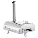 Āra picu krāsns 30 cm, pārnēsājama granulu picu krāsns ar iebūvētu termometru, nerūsējošā tērauda malkas krāsns ar akmens plāti, lāpstiņu un somu, piemērota dārzam un kempingam, sudraba krāsa.