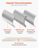 Āra picu krāsns 30 cm, pārnēsājama granulu picu krāsns ar iebūvētu termometru, nerūsējošā tērauda malkas krāsns ar akmens plāti, lāpstiņu un somu, piemērota dārzam un kempingam, sudraba krāsa.