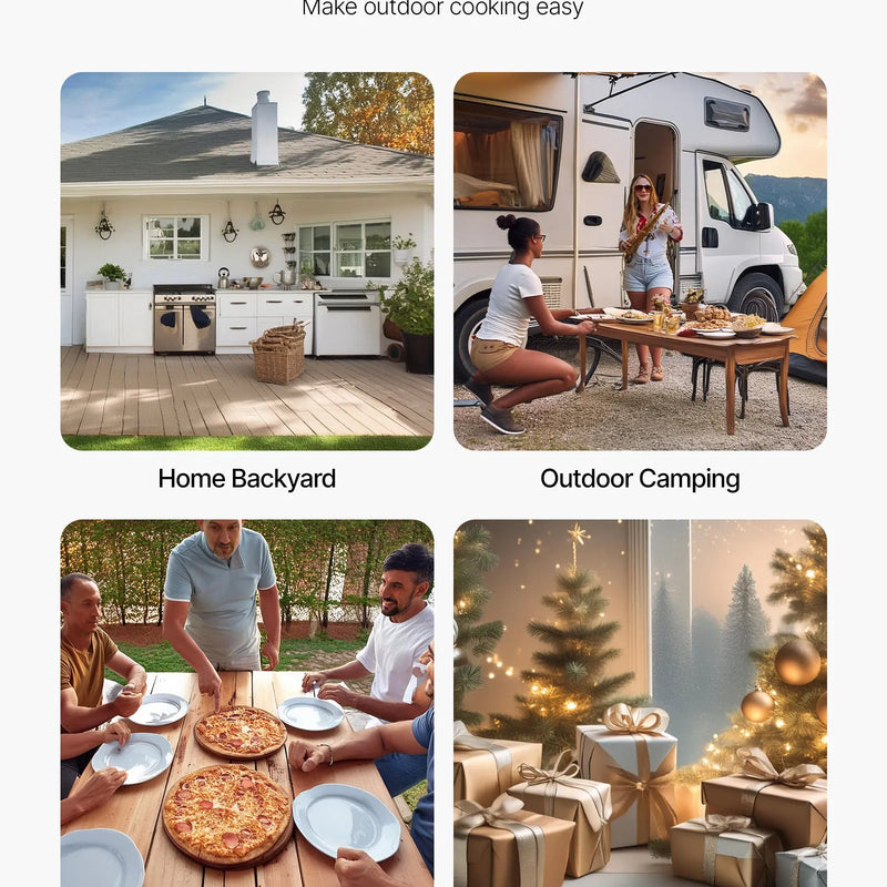 Āra picu krāsns 30 cm, pārnēsājama granulu picu krāsns ar iebūvētu termometru, nerūsējošā tērauda malkas krāsns ar akmens plāti, lāpstiņu un somu, piemērota dārzam un kempingam, sudraba krāsa.