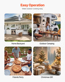 Āra picu krāsns 30 cm, pārnēsājama granulu picu krāsns ar iebūvētu termometru, nerūsējošā tērauda malkas krāsns ar akmens plāti, lāpstiņu un somu, piemērota dārzam un kempingam, sudraba krāsa.