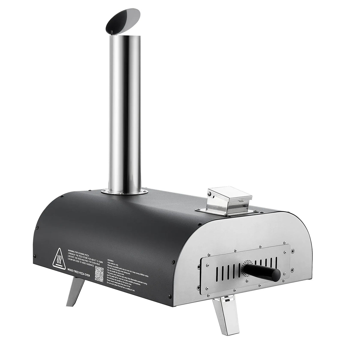 VEVOR Outdoor Pizza Oven, 12 Inch Wood Fired Pizza Oven with Pellet Burning and Thermometer, Portable Pizza Oven for Garden Patio and Camping, Includes Pizza Stone Carrying Bag and Peel, Black