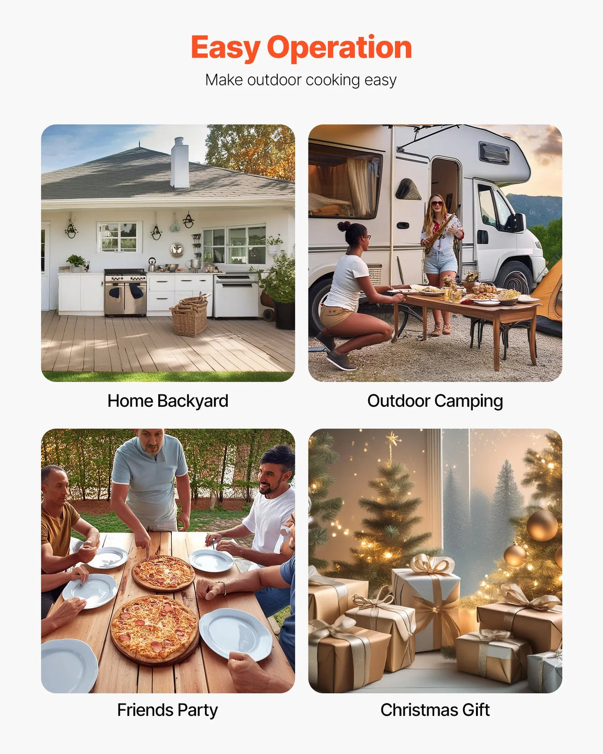 VEVOR Outdoor Pizza Oven, 12 Inch Wood Fired Pizza Oven with Pellet Burning and Thermometer, Portable Pizza Oven for Garden Patio and Camping, Includes Pizza Stone Carrying Bag and Peel, Black