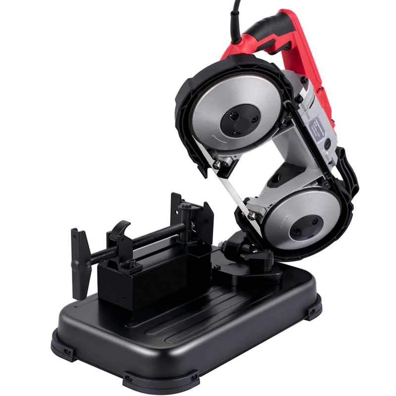 VEVOR portatīvais lentzāģis, griešanas dziļums 127 × 127 mm, bezvadu rokas lentzāģis ar noņemamu leģētā tērauda pamatni, regulējams ātrums, 10 A motors, piemērots metāla un koka griešanai