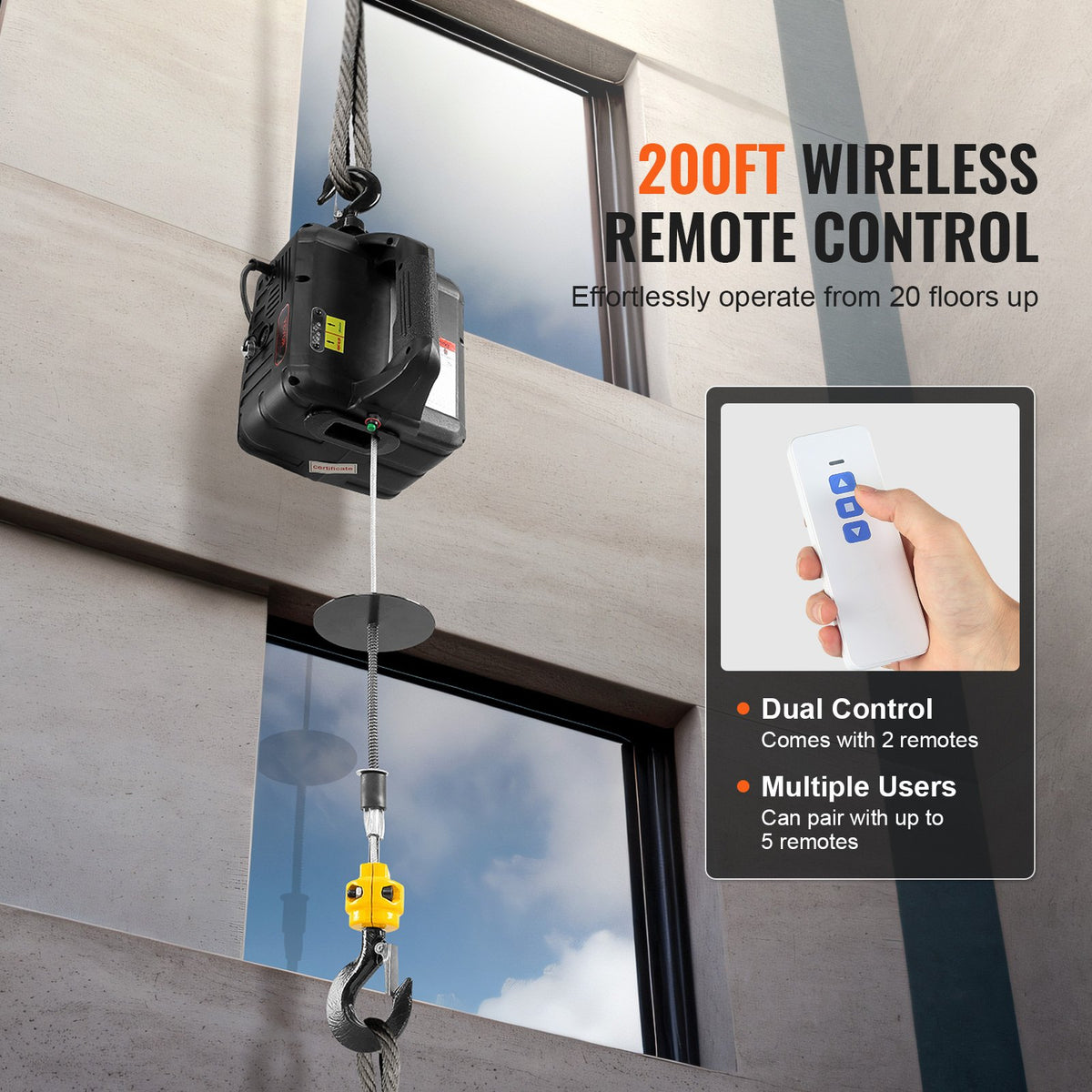 VEVOR 2-in-1 Portable Electric Lift, 499 kg Load Capacity, with Wireless Remote Control