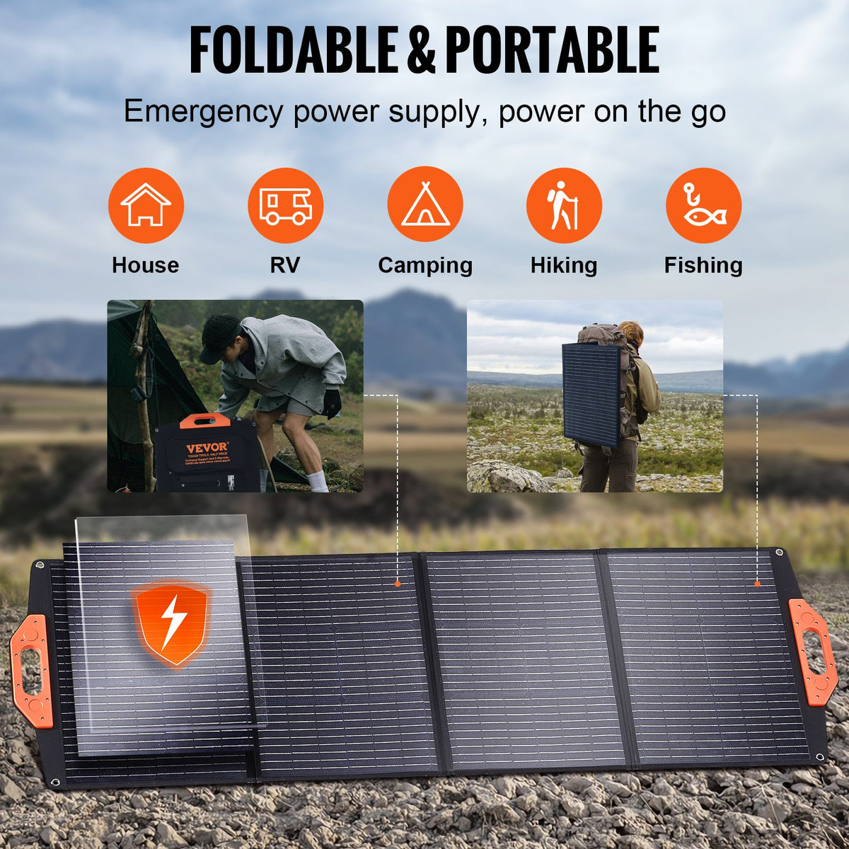 VEVOR Solar Panel 120W — ETFE, Foldable