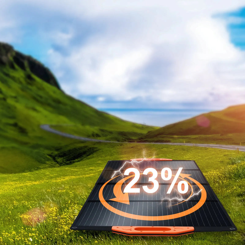 VEVOR pārnēsājams monokristālisks saules panelis 120 W, salokāms ETFE saules lādētājs ar 23 % efektivitāti, Type-C, DC 18 V un QC 3.0 USB pieslēgvietām, IP67, mājai, autonomām sistēmām un pārgājieniem