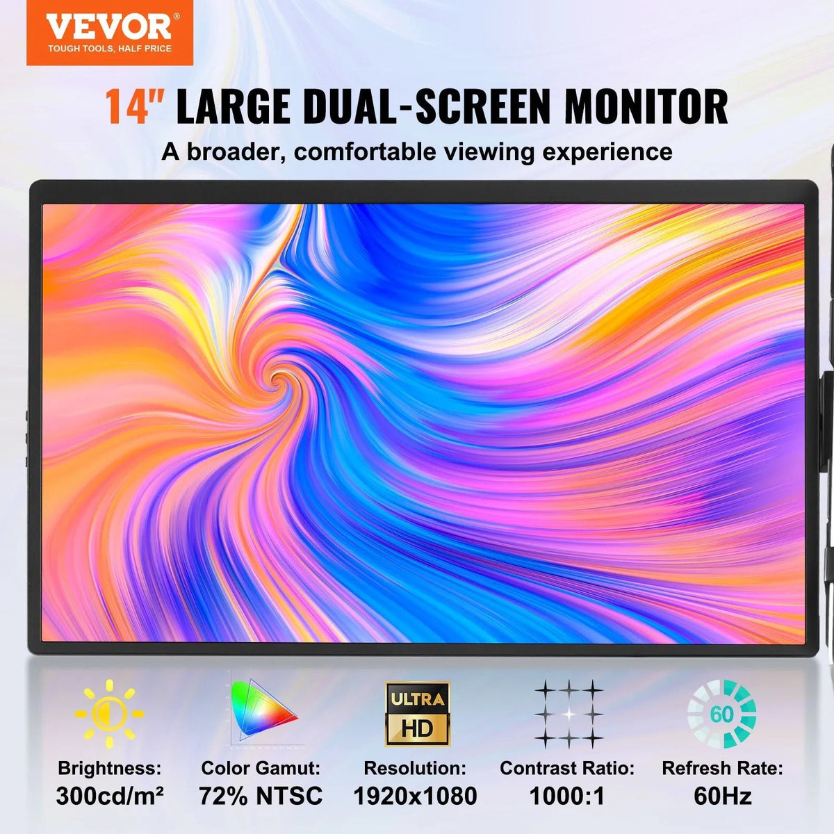 VEVOR Displejs portatīvs klēpjdatora ekrāna paplašinātājs 35,6 cm Full HD 1080p monitors 33–43 cm klēpjdatoriem - ZEMLETES.LV