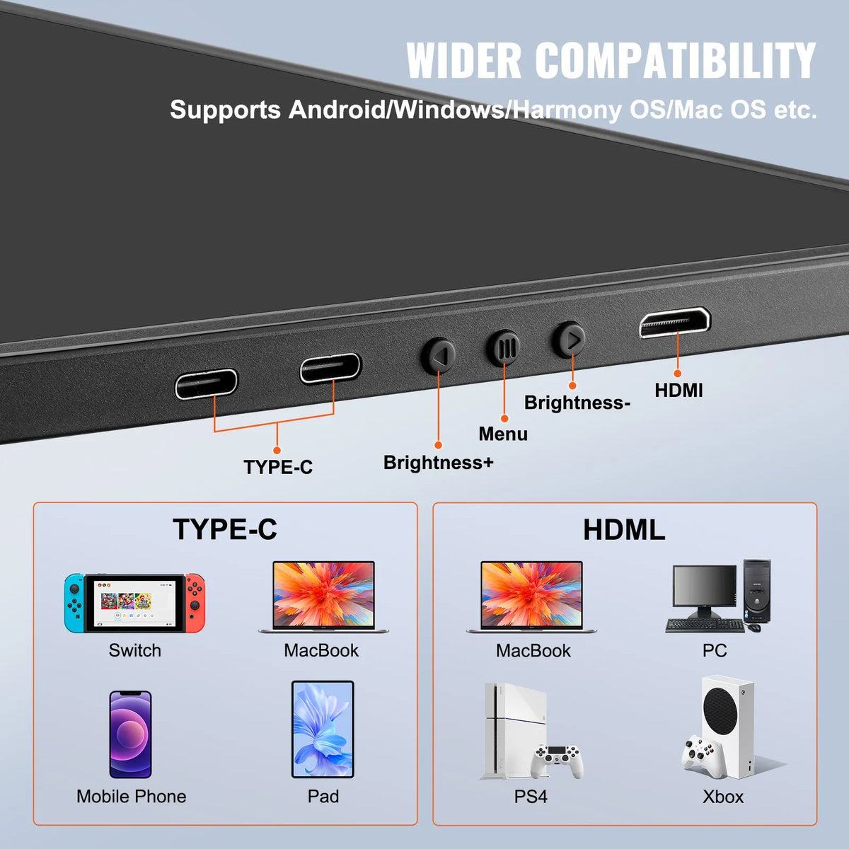 VEVOR Displejs portatīvs klēpjdatora ekrāna paplašinātājs 35,6 cm Full HD 1080p monitors 33–43 cm klēpjdatoriem - ZEMLETES.LV