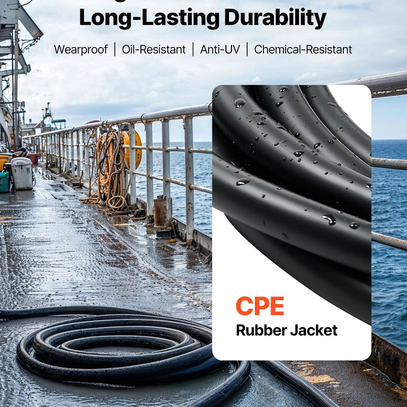 Strāvas pagarinātājs VEVOR 50 FT (15,2 m), 10AWG, premium klases vara kabelis