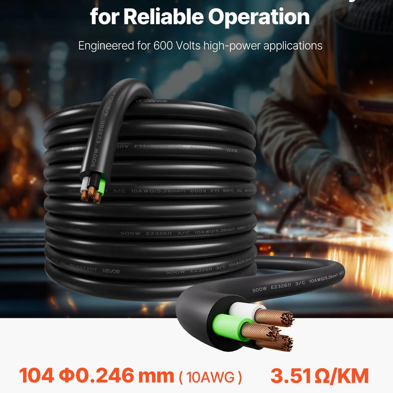 VEVOR Strāvas pagarinātājs 30,48 m, 10AWG, premium klases vara kabelis