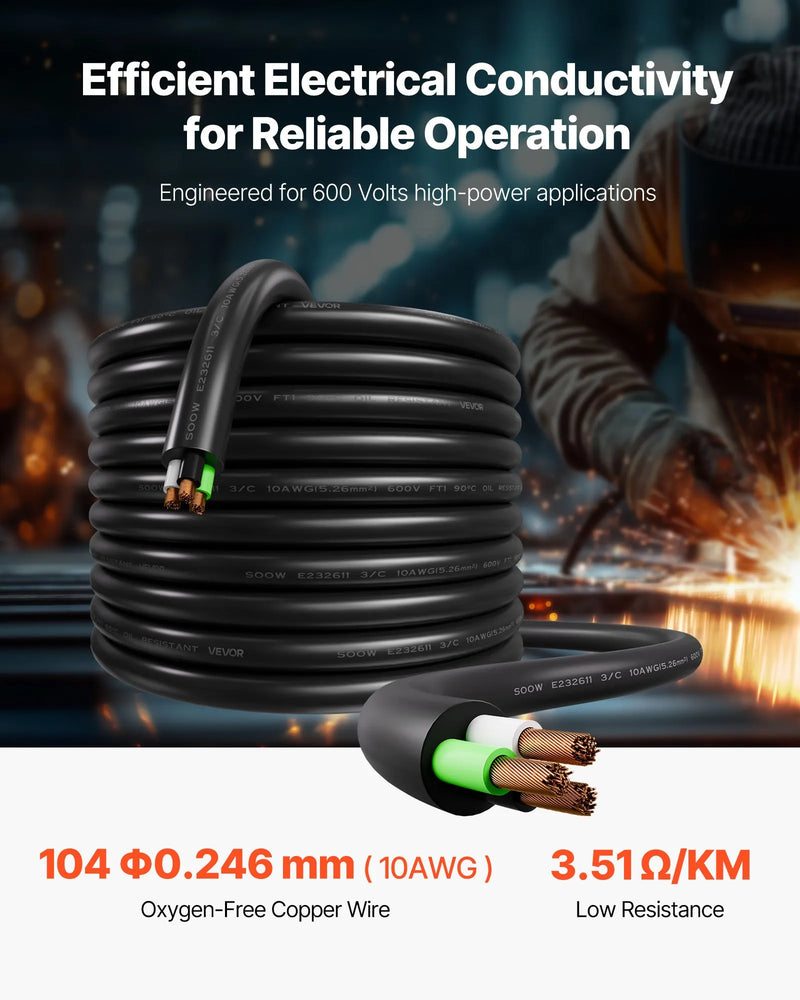 VEVOR Strāvas pagarinātājs 30,48 m), 10AWG, premium klases vara kabelis