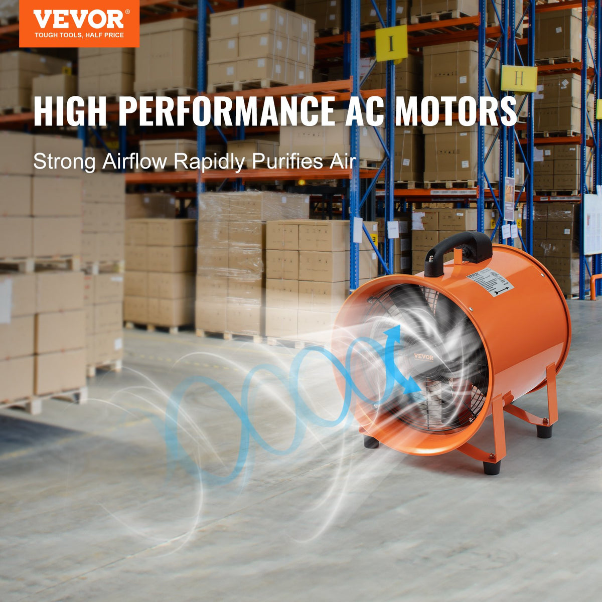 VEVOR 254mm Izplūdes Ventilators Pūtejs Pārnēsājams ar 5m Šļūteni - Industrijas Ventilators