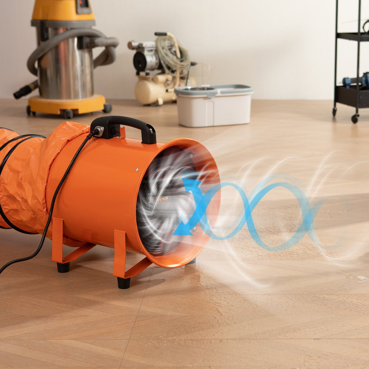 VEVOR 254mm Izplūdes Ventilators Pūtejs Pārnēsājams ar 5m Šļūteni - Industrijas Ventilators