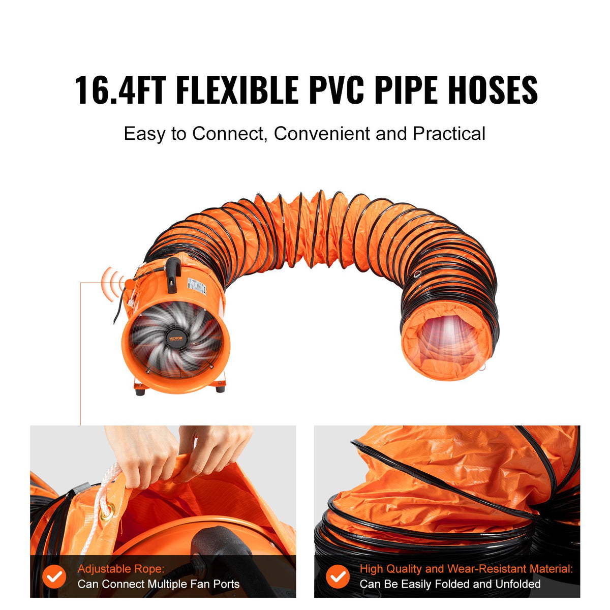 VEVOR 304.8mm Pārnēsājamais Izplūdes Ventilators Pūtejs ar 5m Šļūteni - Industrijas Ventilators