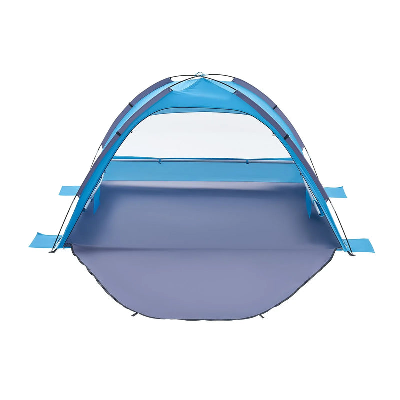 VEVOR pludmales telts nojume 3 personām ar UPF 50+ aizsardzību, pārnēsājama saules nojume ar pārnēsāšanas somu un smilšu kabatām, viegla un ātri uzstādāma, piemērota kempingam, makšķerēšanai un piknikiem brīvā dabā