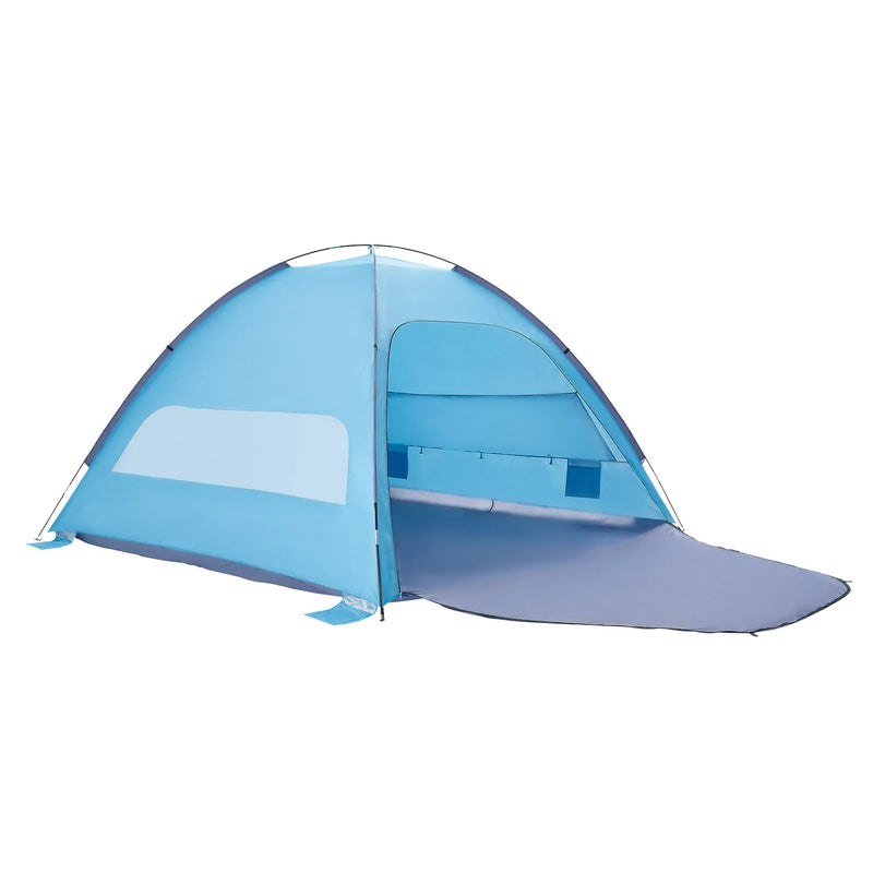 VEVOR pludmales telts nojume 8 personām ar UPF 50+ aizsardzību, pārnēsājama saules nojume ar pārnēsāšanas somu un smilšu kabatām, viegla un ātri uzstādāma, piemērota kempingam, makšķerēšanai un piknikiem brīvā dabā