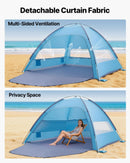 VEVOR pludmales telts nojume 8 personām ar UPF 50+ aizsardzību, pārnēsājama saules nojume ar pārnēsāšanas somu un smilšu kabatām, viegla un ātri uzstādāma, piemērota kempingam, makšķerēšanai un piknikiem brīvā dabā