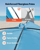 VEVOR pludmales telts nojume 8 personām ar UPF 50+ aizsardzību, pārnēsājama saules nojume ar pārnēsāšanas somu un smilšu kabatām, viegla un ātri uzstādāma, piemērota kempingam, makšķerēšanai un piknikiem brīvā dabā