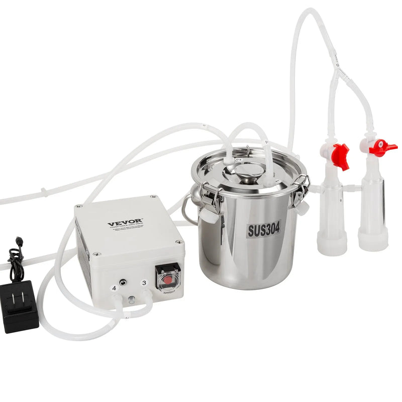 VEVOR kazu slaukšanas iekārta, 3 l 304 nerūsējošā tērauda tvertne, elektriska pulsācijas vakuuma slaukšanas sistēma ar pārtikas kvalitātes silikona uzgaļiem un šļūtenēm, pārnēsājama ar regulējamu sūkšanu aitām