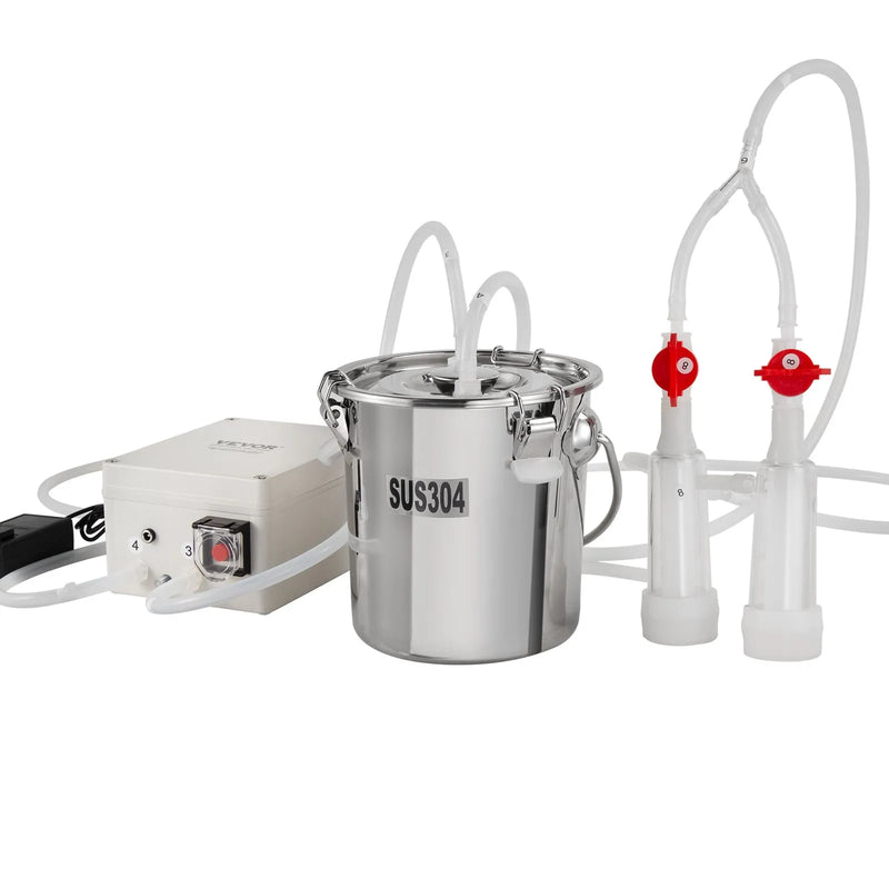 VEVOR kazu slaukšanas iekārta, 3 l 304 nerūsējošā tērauda tvertne, elektriska pulsācijas vakuuma slaukšanas sistēma ar pārtikas kvalitātes silikona uzgaļiem un šļūtenēm, pārnēsājama ar regulējamu sūkšanu aitām