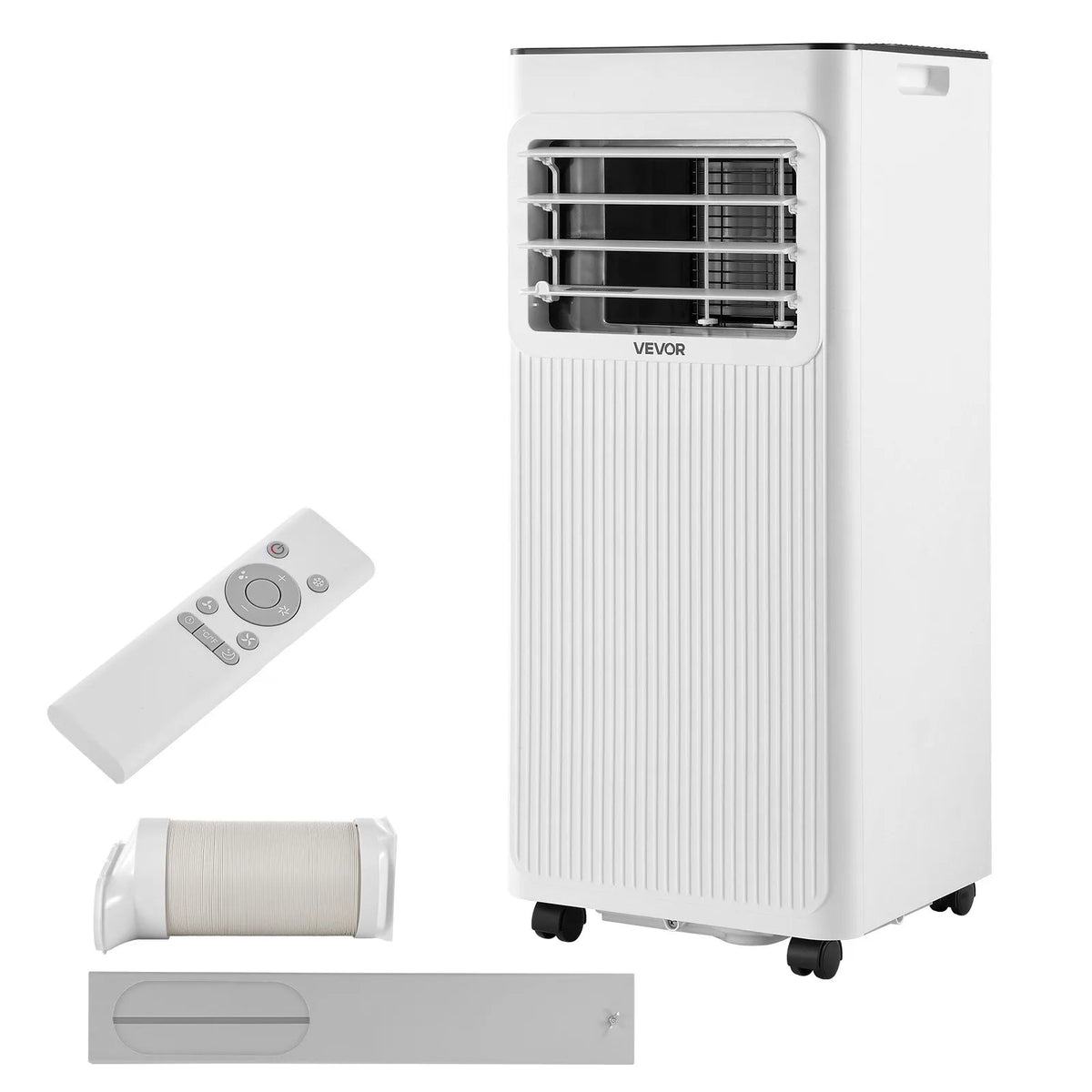 VEVOR portatīvais gaisa kondicionieris 2,6 kW, 3 - in - 1 stāvošs dzesēšanas iekārta ar LED skārienpaneli un tālvadības pulti, 24 h taimeris, dzesēšana/mitruma samazināšana/ventilators, energoefektivitāte A, balts - ZEMLETES.LV