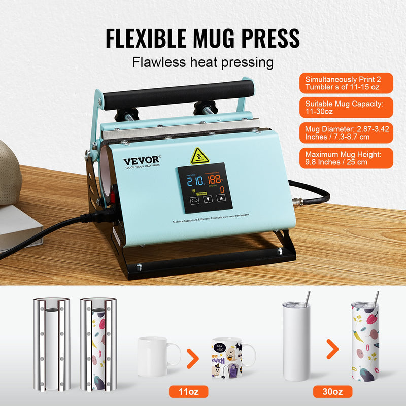 VEVOR 2-in-1 termoprese cepuru un termokrūžu apdrukai