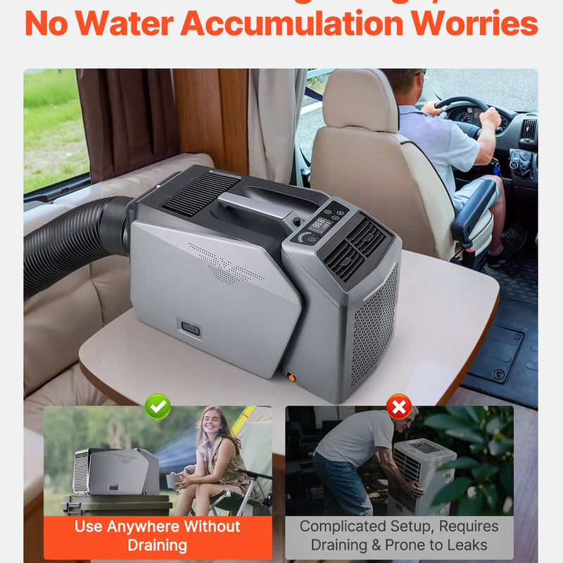 VEVOR pārvietojamais kondicionieris 1,47 kW teltīm, AC/DC barošana, piemērots kempingam