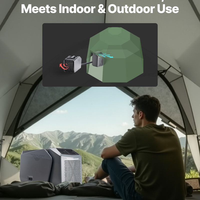 VEVOR pārvietojamais kondicionieris 1,47 kW teltīm, AC/DC barošana, piemērots kempingam