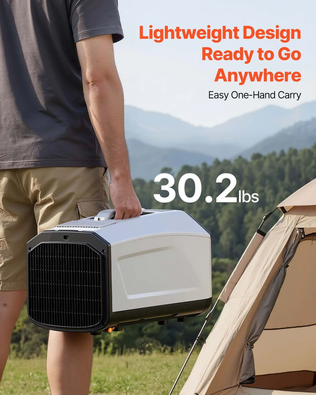 VEVOR pārnēsājams kempinga gaisa kondicionieris, 980 W, ar šļūteni, pulti un skārienvadību, 16–32 °C, 150 m³/h, tumši pelēks