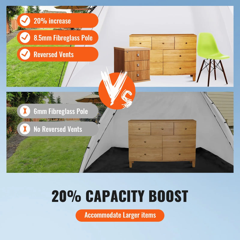 Krāsošanas nojume 3,0 × 2,1 × 1,8 m pārnēsājama krāsošanas telts ar iebūvētu grīdu un sieta ekrānu, saliekama “pop-up” tipa krāsošanas kabīne mēbeļu, lielu DIY projektu un hobiju instrumentu krāsošanai