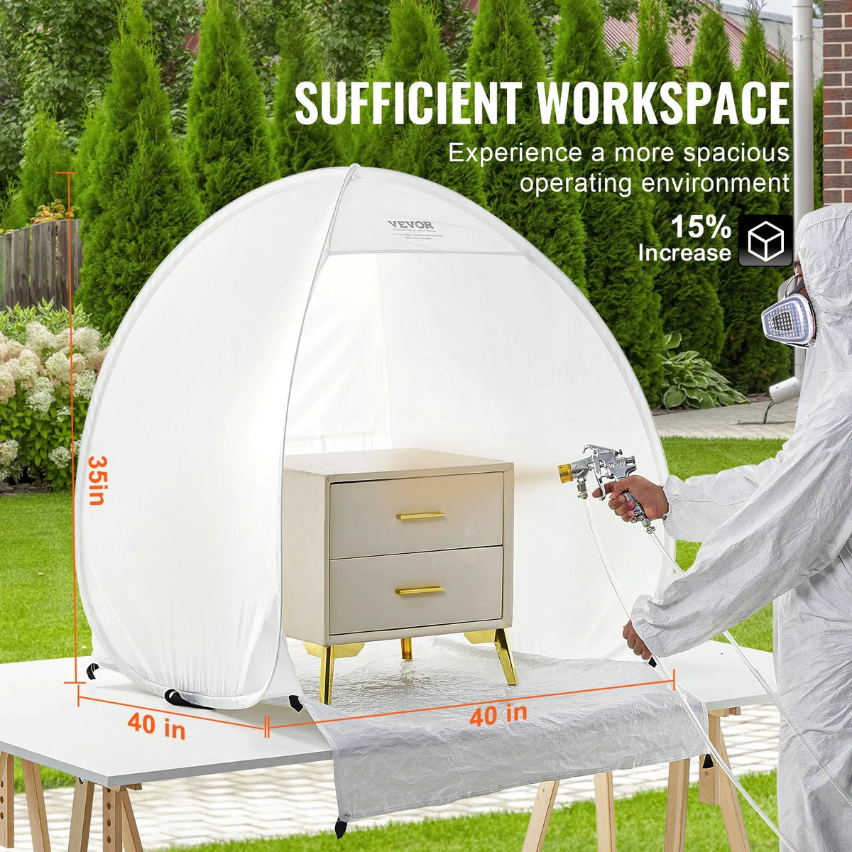 Portable Spray Booth 101.6 × 88.9 × 101.6 cm Collapsible Pop-up Cabin