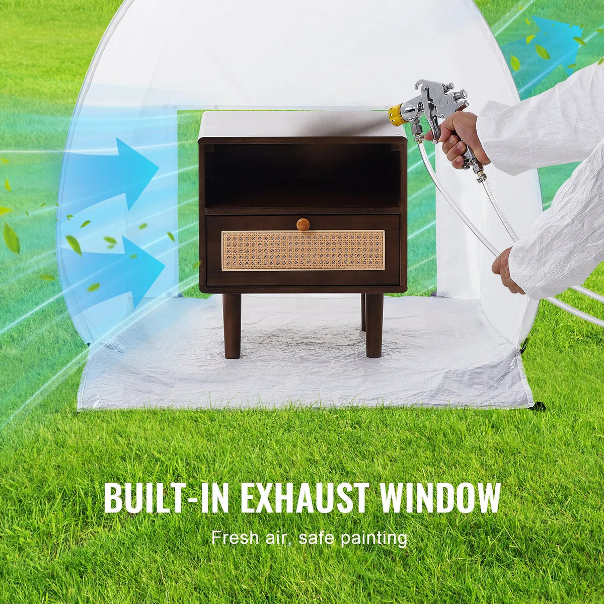 Portable Spray Booth 101.6 × 88.9 × 101.6 cm Collapsible Pop-up Cabin
