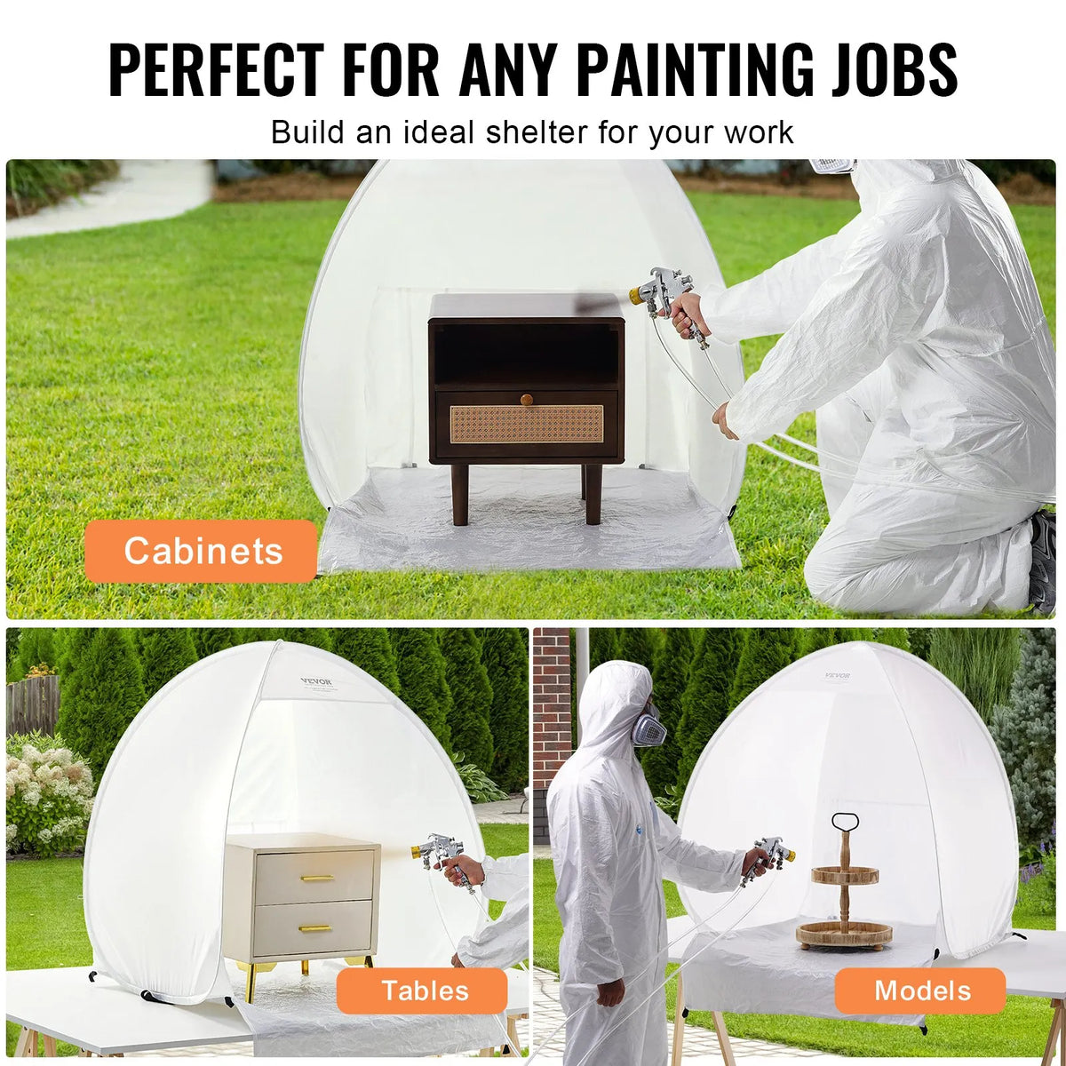 Portable Spray Booth 101.6 × 88.9 × 101.6 cm Collapsible Pop-up Cabin