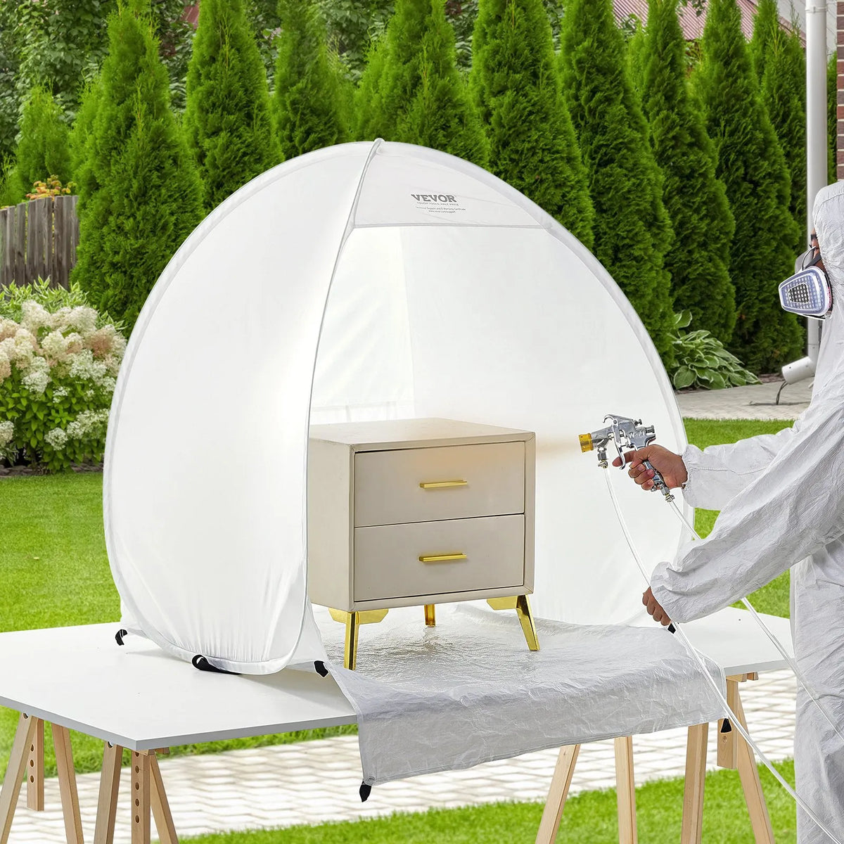 Portable Spray Booth 101.6 × 88.9 × 101.6 cm Collapsible Pop-up Cabin