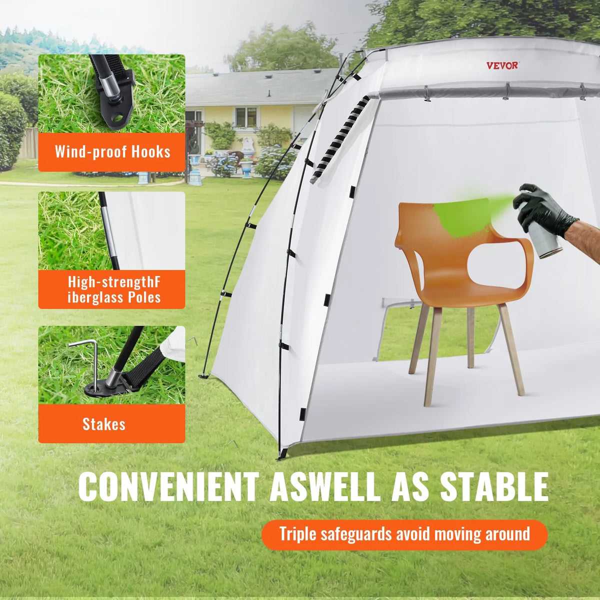 Portable Spray Painting Canopy 2.3 × 1.6 × 1.6 m Pop-Up Tent with Built-In Floor and Mesh Screen, Collapsible Booth for Furniture, Large DIY Projects and Hobby Painting