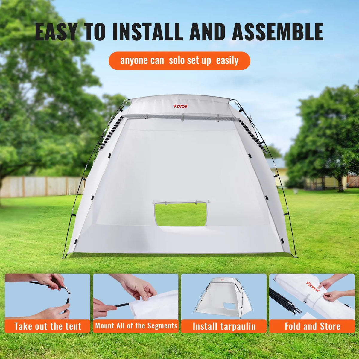Portable Spray Painting Canopy 2.3 × 1.6 × 1.6 m Pop-Up Tent with Built-In Floor and Mesh Screen, Collapsible Booth for Furniture, Large DIY Projects and Hobby Painting
