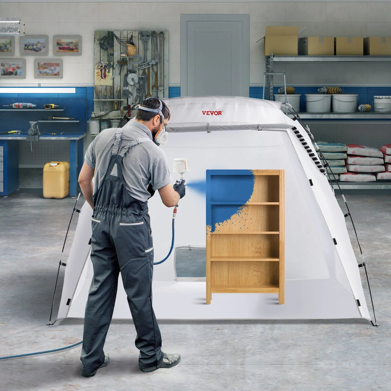 Krāsošanas nojume 2,3 × 1,6 × 1,6 m pārnēsājama telts ar iebūvētu grīdu un sieta ekrānu, saliekama pop-up tipa kabīne mēbeļu, lielu DIY projektu un hobiju krāsošanai