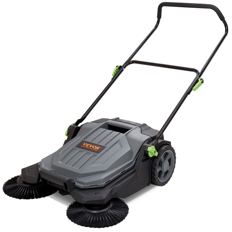 VEVOR rokas grīdas slaucītājs ar 65 cm darba platumu, manuāls, bez elektrības, ar 19 litru atkritumu tvertni, regulējamu roktura leņķi un augstumu, salokāms rokturis, piemērots celiņiem, pagalmam, garāžai, terasei